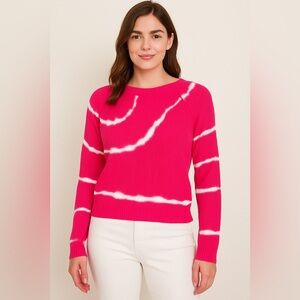 Women’s Off-the-Shoulder Hot Pink Tie-Dye Sweater
